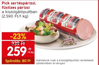 Spar Pick sertéspárizsi, füstízes párizsi 10 dkg ajánlat