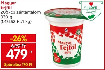 Spar Magyar tejföl 330 g ajánlat