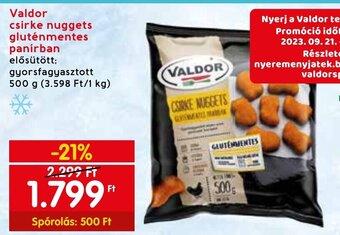 Spar Valdor csirke nuggets gluténmentes panírban 500 g ajánlat
