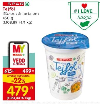 Spar SPAR Tejföl 450 g ajánlat