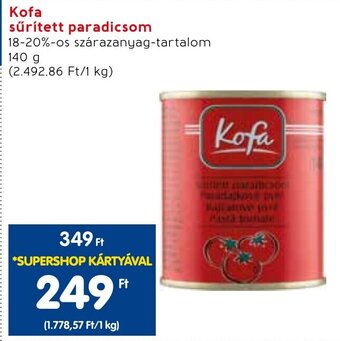 Spar Kofa sűrített paradicsom 140 g ajánlat