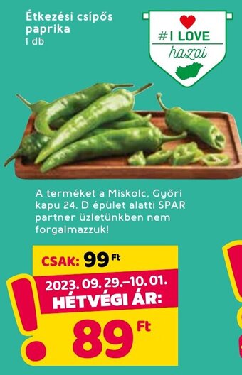 Spar Étkezési csípős paprika 1 db ajánlat