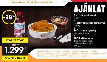 Spar Rántott csirkemell stb. 2 db / 1 adag / 750 ml ajánlat