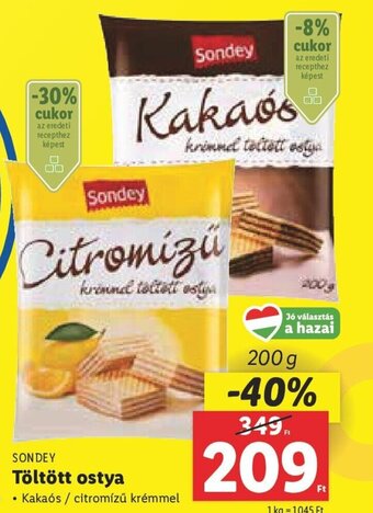 Lidl SONDEY Töltött ostya 200 g ajánlat