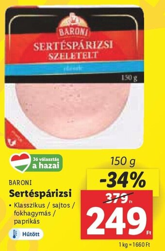 Lidl BARONI Sertéspárizsi 150 g ajánlat