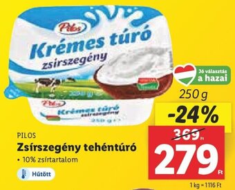 Lidl PILOS Zsírszegény tehéntúró 250 g ajánlat
