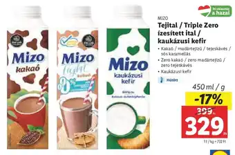 Lidl MIZO Tejital / Triple Zero ízesített ital/ kaukázusi kefir 450 ml / g ajánlat