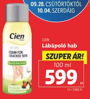 Lidl CIEN Lábápoló hab 100 ml ajánlat