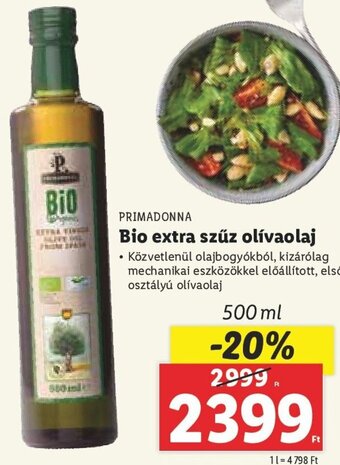 Lidl PRIMADONNA Bio extra szűz olívaolaj 500 ml ajánlat
