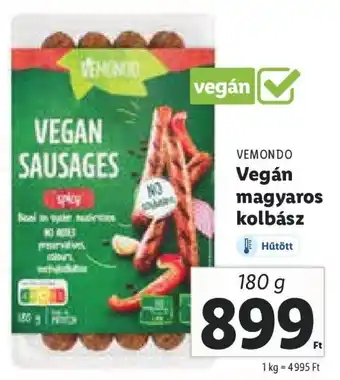Lidl VEMONDO Vegán magyaros kolbász 180 g ajánlat