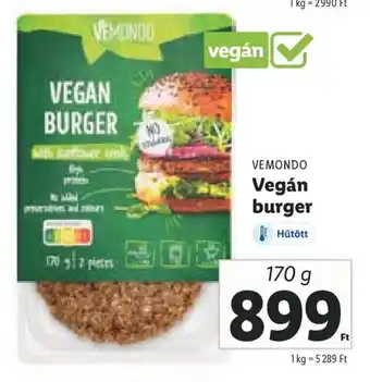 Lidl VEMONDO Vegán burger 170 g ajánlat