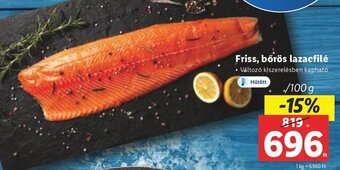 Lidl Friss, bőrös lazacfilé 100 g ajánlat
