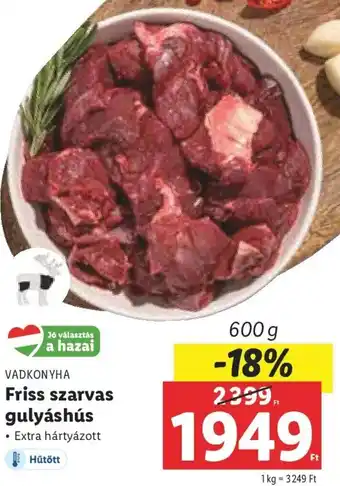 Lidl VADKONYHA Friss szarvas gulyáshús 600 g ajánlat