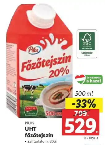 Lidl PILOS UHT főzőtejszín 500 ml ajánlat