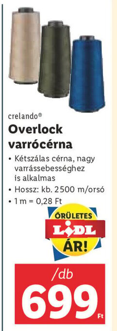 Lidl crelando Overlock varrócérna 1 db ajánlat