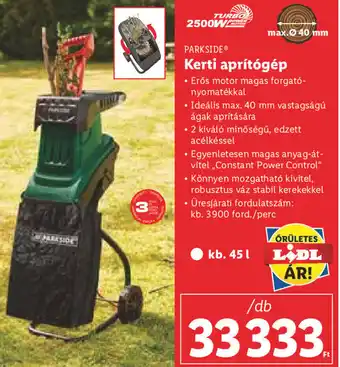 Lidl PARKSIDE Kerti aprítógép 1 db ajánlat