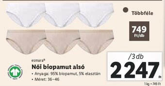 Lidl esmara Női biopamut alsó 3 db ajánlat