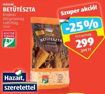 ALDI CSÁSZÁR BETŰTÉSZTA 200 g ajánlat