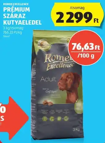 ALDI ROMEO EXCELLENCE PREMIUM SZÁRAZ KUTYAELEDEL 3 kg ajánlat