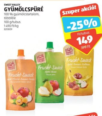 ALDI SWEET VALLEY GYÜMÖLCSPÜRÉ 100 g ajánlat