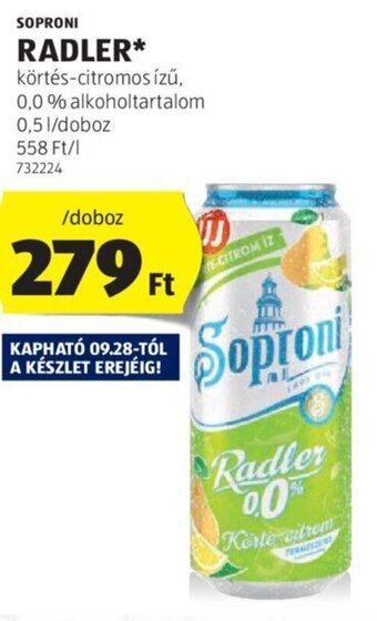 ALDI SOPRONI RADLER 0,5 l ajánlat