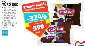 ALDI MIZO TÚRÓ RUDI 5 x 2 x 15 g / 5 x 30 g ajánlat