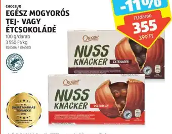 ALDI CHOCEUR EGÉSZ MOGYORÓS TEJ- stb. 100 g ajánlat