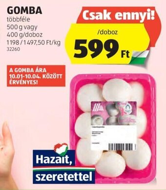 ALDI GOMBA 500 / 400 g ajánlat