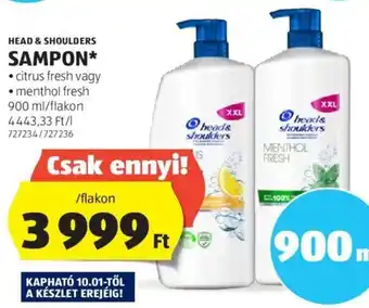 ALDI HEAD & SHOULDERS SAMPON 900 ml ajánlat