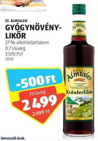 ALDI ST. ALMTALER GYÓGYNÖVÉNY-LIKŐR 0,7 l ajánlat