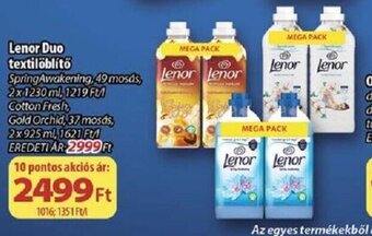 Coop Lenor Duo textilöblítő 2 x 1230 ml / 2 x 925 ml ajánlat