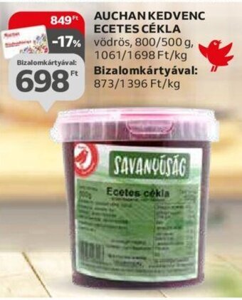 Auchan AUCHAN KEDVENC ECETES CÉKLA 800 / 500 g ajánlat