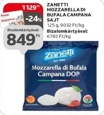 Auchan ZANETTI MOZZARELLA DI BUFALA CAMPANA SAJT 125 g ajánlat