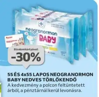 Auchan 55 ÉS 4x55 LAPOS NEOGRANORMON BABY NEDVES TÖRLŐKENDŐ ajánlat