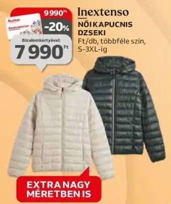 Auchan Inextenso NŐI KAPUCNIS DZSEKI 1 db ajánlat