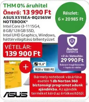 Auchan ASUS X515EA-BQ2565W NOTEBOOK 1 db ajánlat