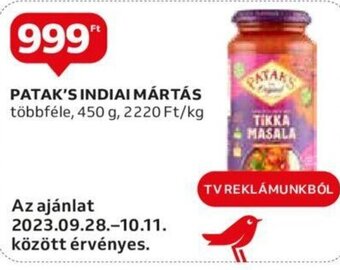 Auchan PATAK'S INDIAI MÁRTÁS 450 g ajánlat