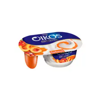 Auchan Danone oikos édes kettes élőflórás édesített joghurt őszibarackszósszal 118 g ajánlat