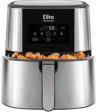 Értékcsökkent - elite 8 l-es air fryer + receptkönyv, 1800w olaj nélküli forró levegős fritőz digitális kijelzővel, elegáns r
