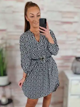 Görög mintás, selymes anyagú, öves ruha/tunika m-l-xl