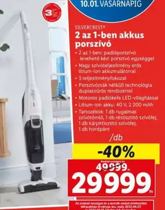 Lidl SILVERCREST 2 az 1-ben akkus porszívó 1 db ajánlat