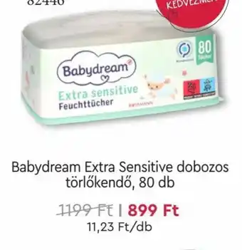 Rossmann Babydream Extra Sensitive dobozos törlőkendő 80 db ajánlat