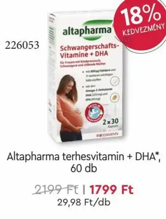 Rossmann Altapharma terhesvitamin + DHA, 60 db ajánlat