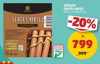 PENNY DÁRDÁS SERTÉS VIRSLI 500 g ajánlat