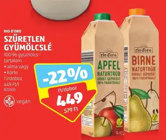 ALDI RIO D'ORO SZŰRETLEN GYÜMÖLCSLÉ 1 l ajánlat