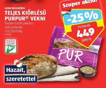 ALDI AZON MELEGÉBEN TELJES KIŐRLÉSŰ PURPUR VEKNI 400 g ajánlat