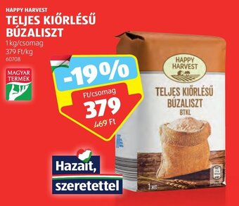 ALDI HAPPY HARVEST TELJES KIŐRLÉSŰ BÚZALISZT 1 kg ajánlat