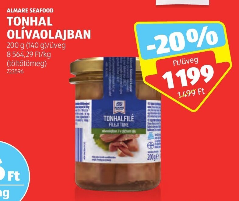 ALDI ALMARE SEAFOOD TONHAL OLÍVAOLAJBAN 200 g ajánlat