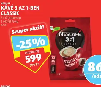 ALDI NESCAFÉ KÁVÉ 3 AZ 1-BEN CLASSIC 7 x 17 g ajánlat