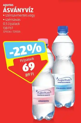 ALDI AQUITAS ÁSVÁNYVÍZ 0,5 l ajánlat